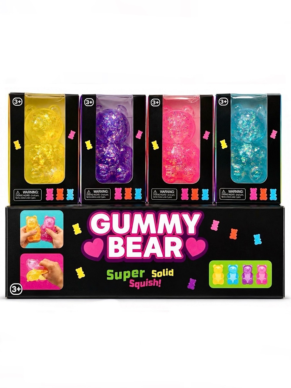 2X New Gummy Bear Glitter Squishies